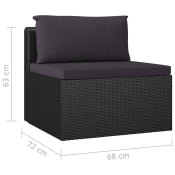  5-tlg. Garten-Lounge-Set mit Auflagen Poly Rattan Schwarz