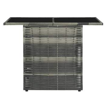  3-tlg. Bistro-Set mit Auflagen Poly Rattan Grau