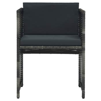  3-tlg. Bistro-Set mit Auflagen Poly Rattan Grau