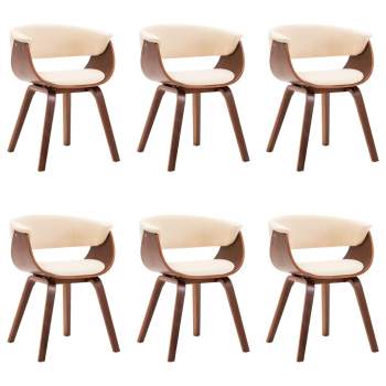 Esszimmerstühle 6 Stk. Creme Bugholz und Kunstleder - sinni.ch