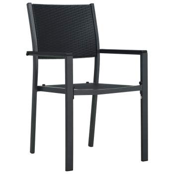  Gartenstühle 2 Stk. Schwarz Kunststoff Rattan-Optik