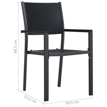  Gartenstühle 2 Stk. Schwarz Kunststoff Rattan-Optik