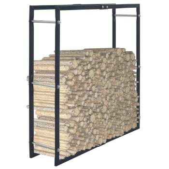 Brennholzregal Schwarz 100×25×100 cm Stahl