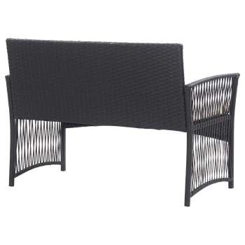  4-tlg. Garten-Lounge-Set mit Auflage Poly Rattan Schwarz