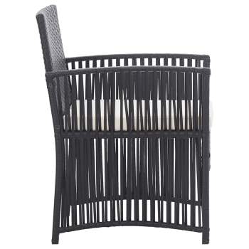  4-tlg. Garten-Lounge-Set mit Auflage Poly Rattan Schwarz