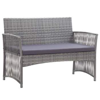  4-tlg. Garten-Lounge-Set mit Auflage Poly Rattan Anthrazit