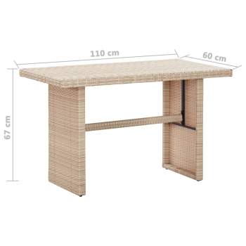  Gartentisch Beige 110x60x67 cm Poly Rattan