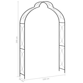  Rosenbogen Schwarz 150 x 34 x 240 cm Eisen 