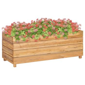  Hochbeet 100x40x38 cm Teak Altholz und Stahl