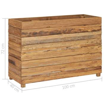  Hochbeet 100x40x72 cm Teak Altholz und Stahl