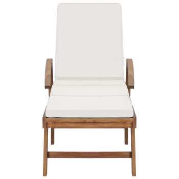  Sonnenliege mit Auflage Massivholz Teak Creme