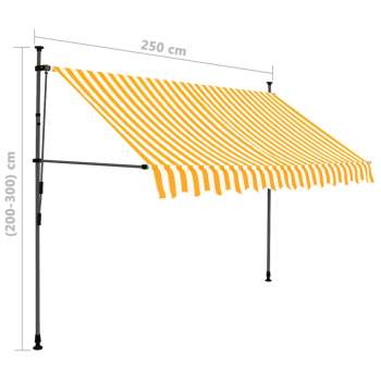  Einziehbare Markise Handbetrieben mit LED 250 cm Weiß Orange