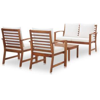 Preview:  4-tlg. Garten-Lounge-Set mit Auflagen Massivholz Akazie