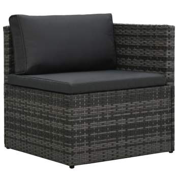  5-tlg. Garten-Sofagarnitur mit Auflagen Poly Rattan Grau
