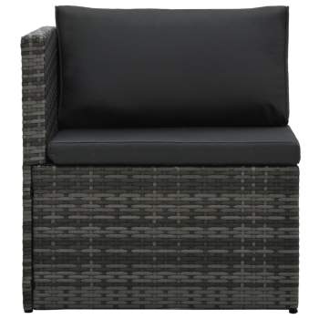  5-tlg. Garten-Sofagarnitur mit Auflagen Poly Rattan Grau