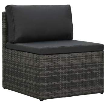  5-tlg. Garten-Sofagarnitur mit Auflagen Poly Rattan Grau