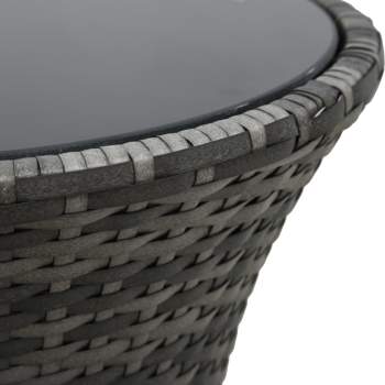  3-tlg. Bistro-Set mit Auflagen Poly Rattan Grau