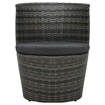  3-tlg. Bistro-Set mit Auflagen Poly Rattan Grau