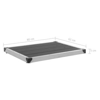  Garten-Duschwanne WPC Edelstahl 80 x 62 cm Grau