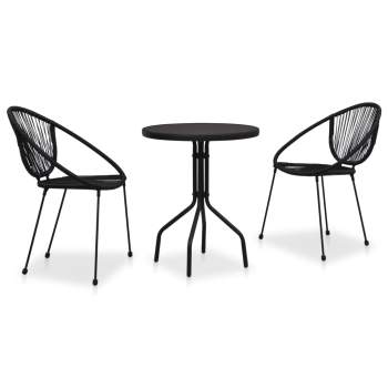  3-tlg. Bistro-Set PVC Rattan Schwarz