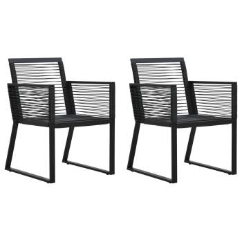  Gartenstühle 2 Stk. Schwarz PVC Rattan