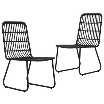  Gartenstühle 2 Stk. Poly Rattan Schwarz