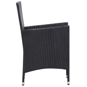  7-tlg. Garten-Essgruppe Poly Rattan Schwarz 