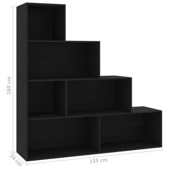  Bücherregal/Raumteiler Schwarz 155x24x160 cm Holzwerkstoff