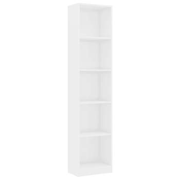  Bücherregal 5 Fächer Hochglanz-Weiß 40x24x175 cm Holzwerkstoff