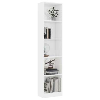  Bücherregal 5 Fächer Hochglanz-Weiß 40x24x175 cm Holzwerkstoff