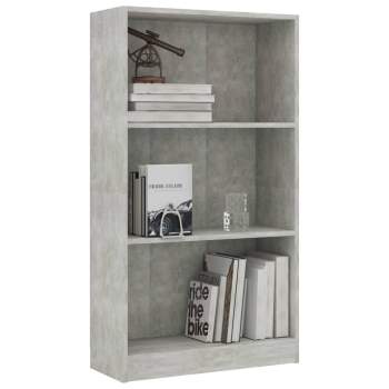  Bücherregal 3 Fächer Betongrau 60x24x109 cm Holzwerkstoff