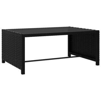  Outdoor-Lehnstühle 2 Stk. mit Tisch Schwarz Poly-Rattan