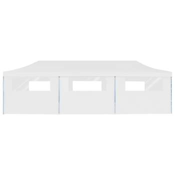  Pop-Up Partyzelt Faltbar mit 8 Seitenwänden 3x9 m Weiß 