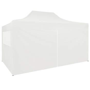  Profi-Partyzelt Faltbar mit 4 Seitenwänden 3×4m Stahl Weiß