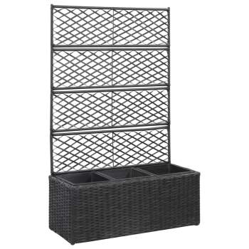  Pflanzkübel mit Rankgitter 3 Töpfe 83×30×130 cm Poly Rattan 