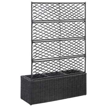  Pflanzkübel mit Rankgitter 3 Töpfe 83×30×130 cm Poly Rattan 