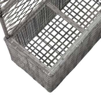  Pflanzkübel mit Rankgitter 3 Töpfe 83×30×130cm Poly Rattan Grau