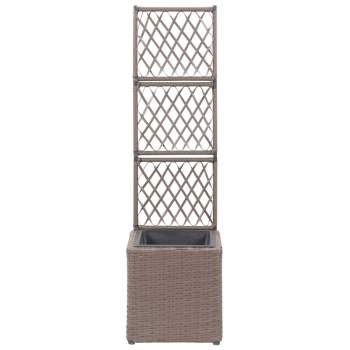 Preview:  Pflanzkübel mit Rankgitter 1 Topf 30x30x107 cm Poly Rattan Braun