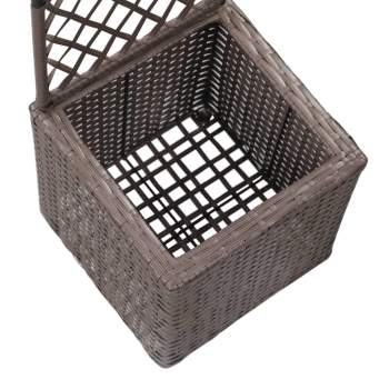  Pflanzkübel mit Rankgitter 1 Topf 30x30x107 cm Poly Rattan Braun