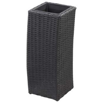  Pflanzkübel 3 Stk. Poly Rattan Schwarz