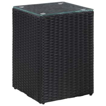  Beistelltische 3 Stk. mit Glasplatte Schwarz Poly Rattan