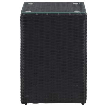  Beistelltische 3 Stk. mit Glasplatte Schwarz Poly Rattan