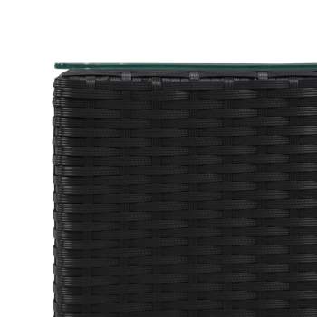  Beistelltische 3 Stk. mit Glasplatte Schwarz Poly Rattan