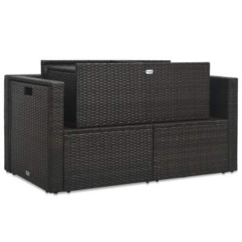  6-tlg. Garten-Lounge-Set mit Auflagen Poly Rattan Schwarz