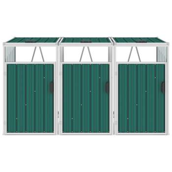  Mülltonnenbox für 3 Mülltonnen Grün 213 x 81 x 121 cm Stahl