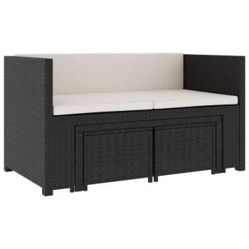  5-tlg. Garten-Lounge-Set mit Auflagen Poly Rattan Schwarz