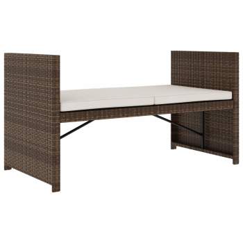  5-tlg. Garten-Lounge-Set mit Auflagen Poly Rattan Braun