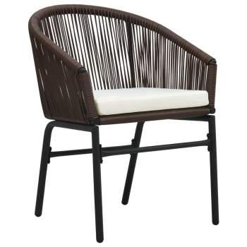  3-tlg. Bistro-Set mit Kissen PE-Rattan Braun  