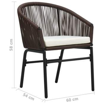  3-tlg. Bistro-Set mit Kissen PE-Rattan Braun  