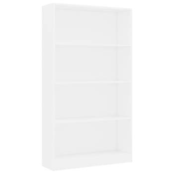  Bücherregal 4 Fächer Weiß 80x24x142 cm Holzwerkstoff